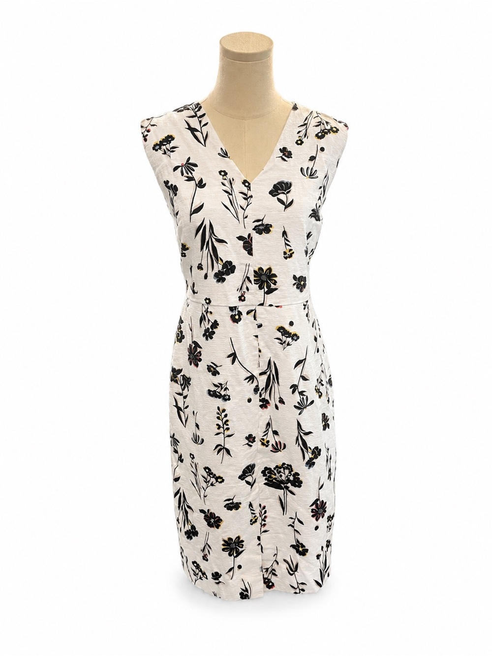 Ann Taylor Women’s Size 10 Ivory Floral Print Sleeveless Sheath Dress